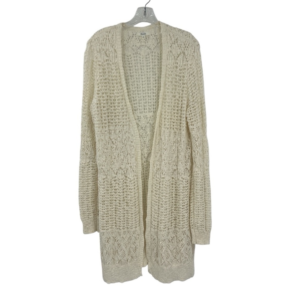 Mudd long crochet duster cardigan open-face Cream SZ M